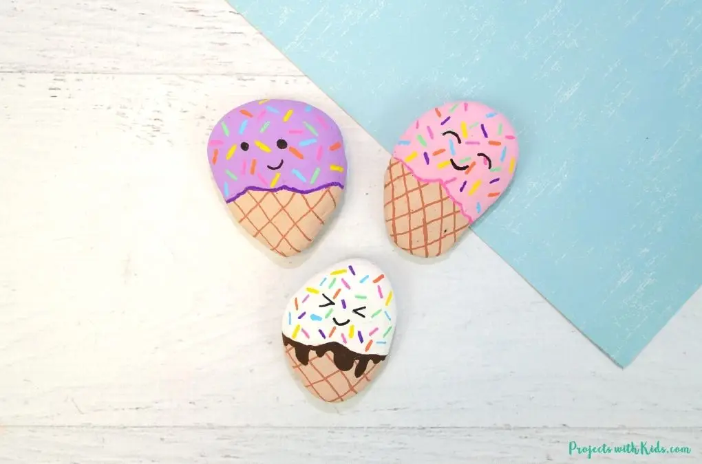 Rock Painting Ice Cream Craft for Kids, preschoolers, toddlers, kindergartners, elementary