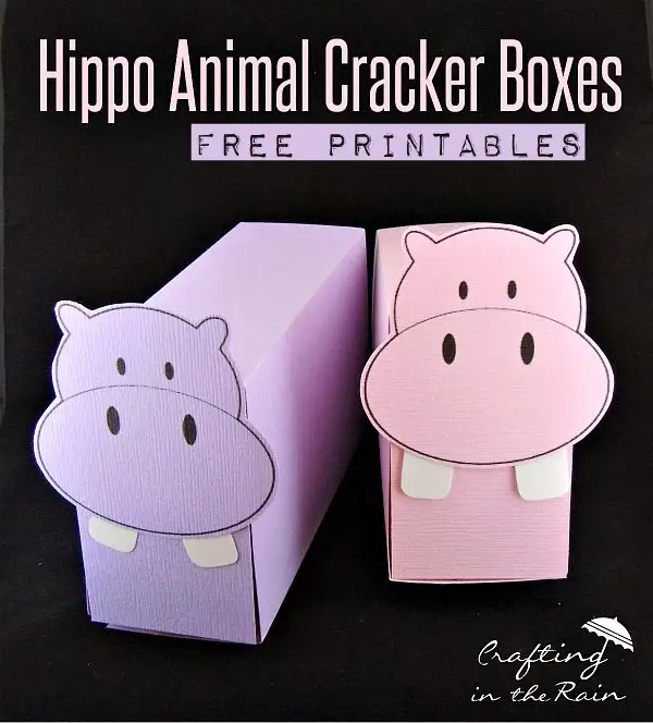 Hippo Animal Cracker Boxes Free Printables