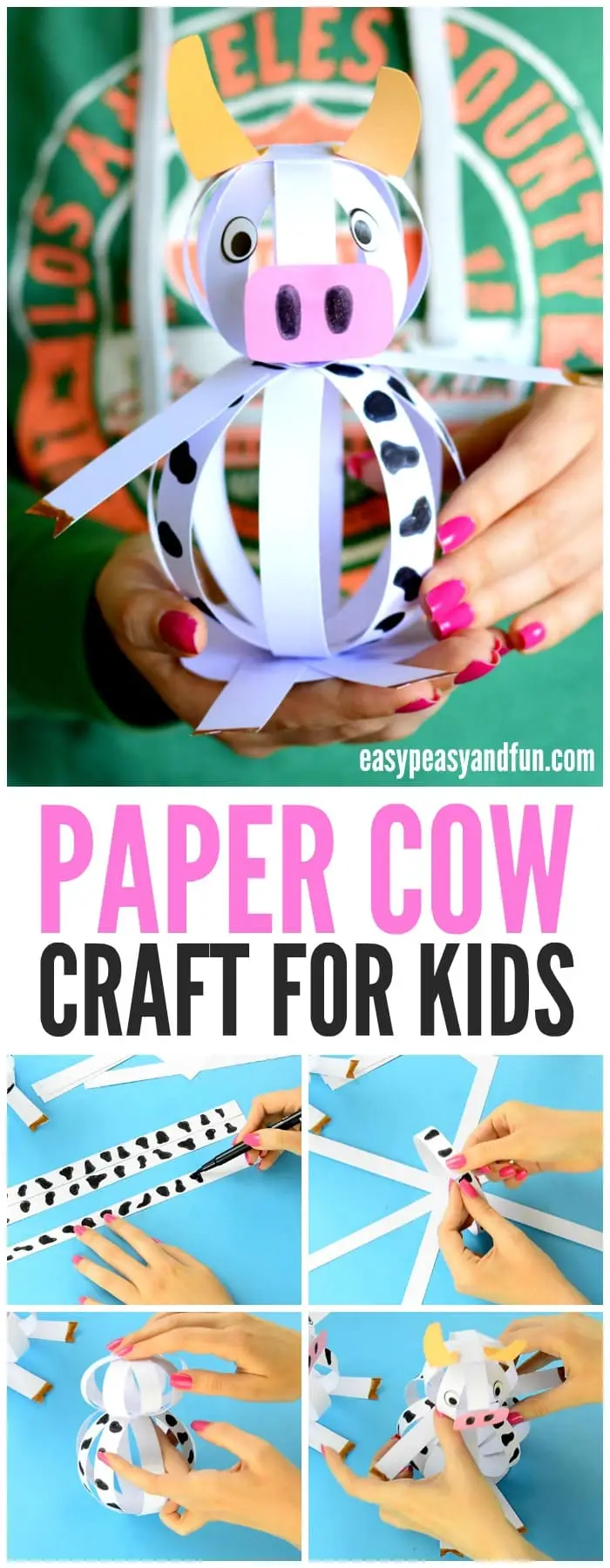 Cute Cow Crafts and cow Activity to build fine motor skills farm crafts farm theme kindergartner, kids, elementary, toddler 15