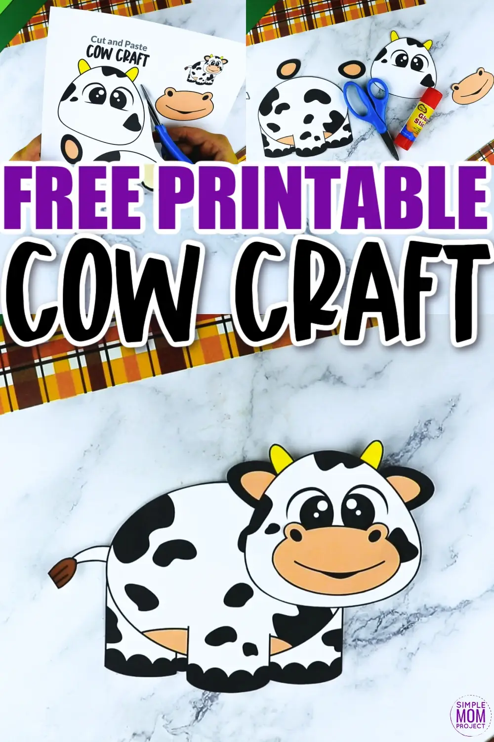 Cute Cow Crafts and cow Activity to build fine motor skills farm crafts farm theme kindergartner, kids, elementary, toddler 3