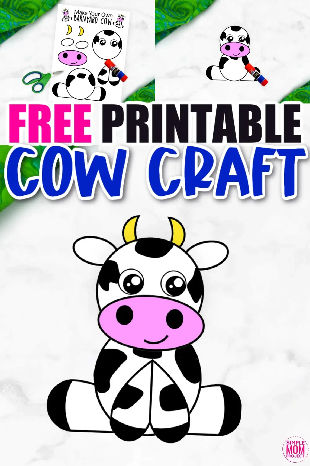 Cute Cow Crafts and cow Activity to build fine motor skills farm crafts farm theme kindergartner, kids, elementary, toddler 4