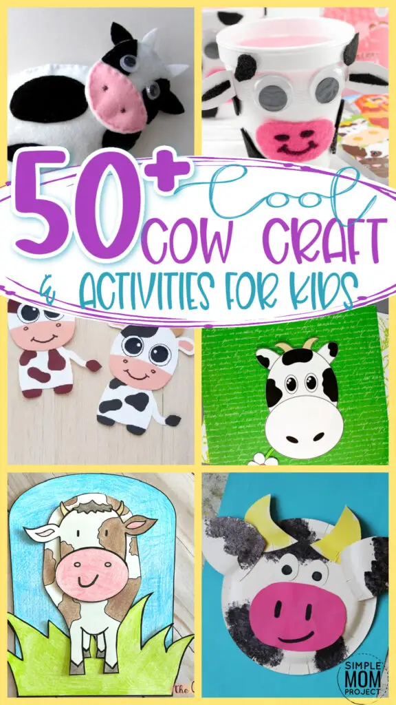 Cute Cow Crafts and cow Activity to build fine motor skills farm crafts farm theme kindergartner, kids, elementary, toddler 50