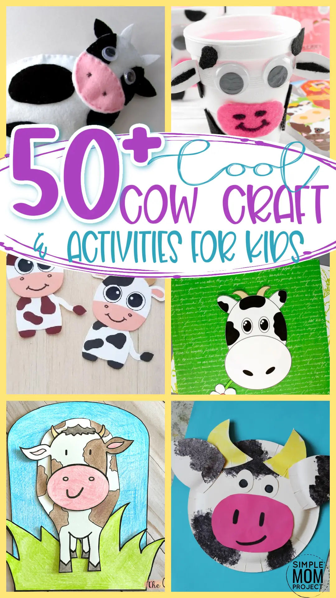 Cute Cow Crafts and cow Activity to build fine motor skills farm crafts farm theme kindergartner, kids, elementary, toddler 50