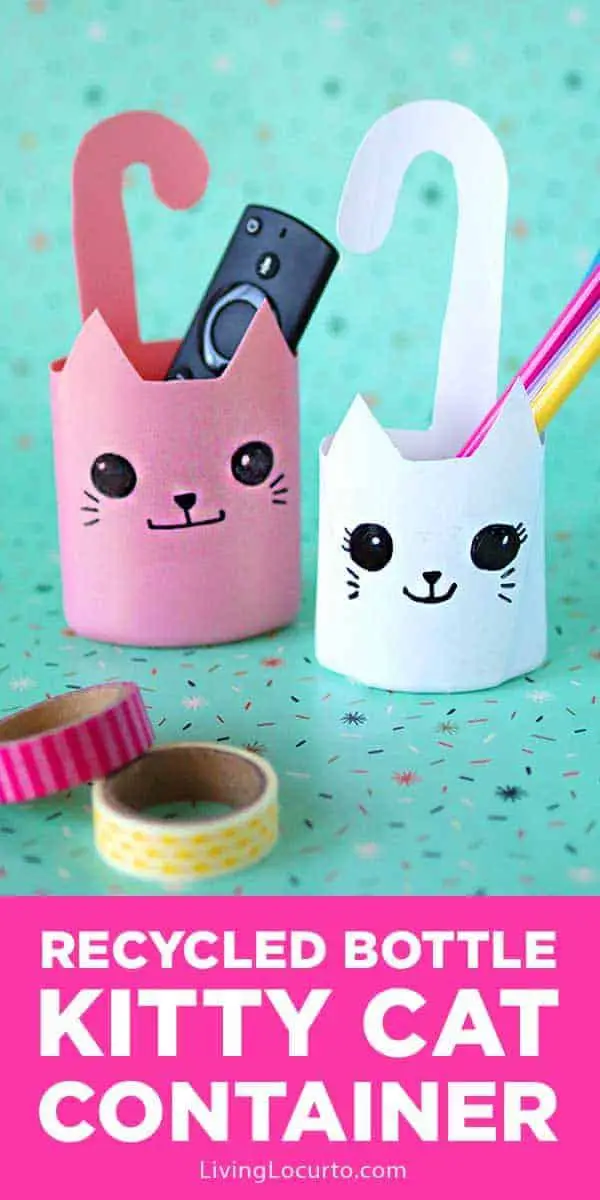 recycled bottle cat container craft for kids