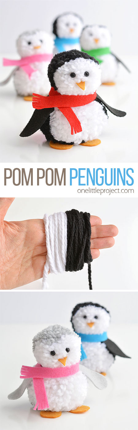 how to make pom pom penguins