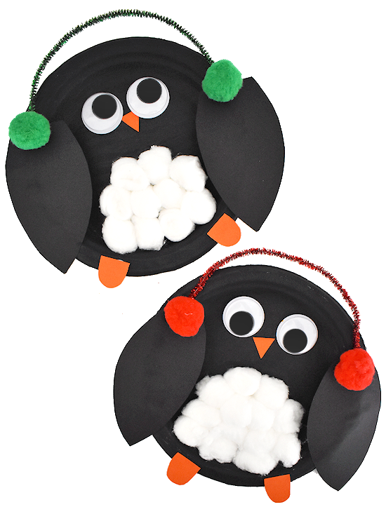 cotton ball paper plate penguin craft