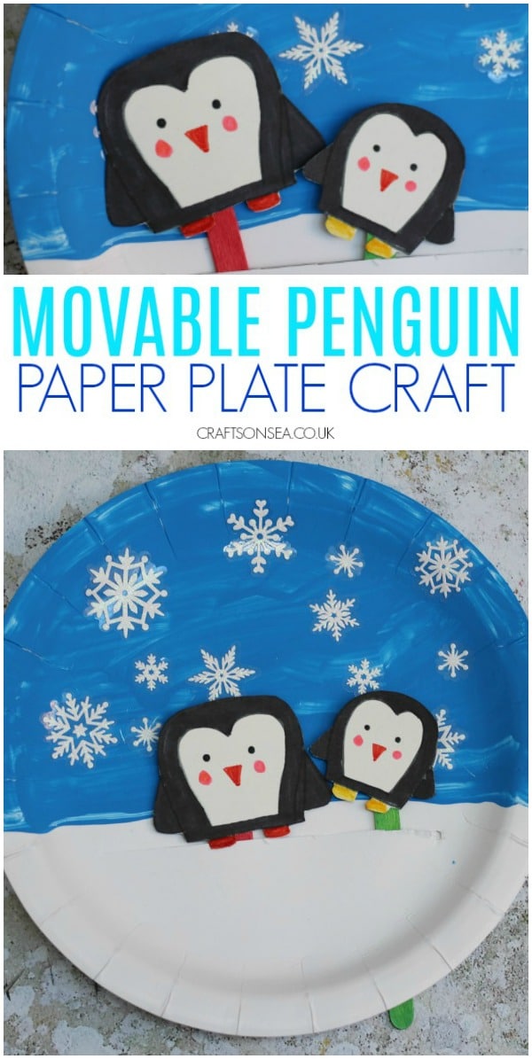 movable penguin paper plate craft