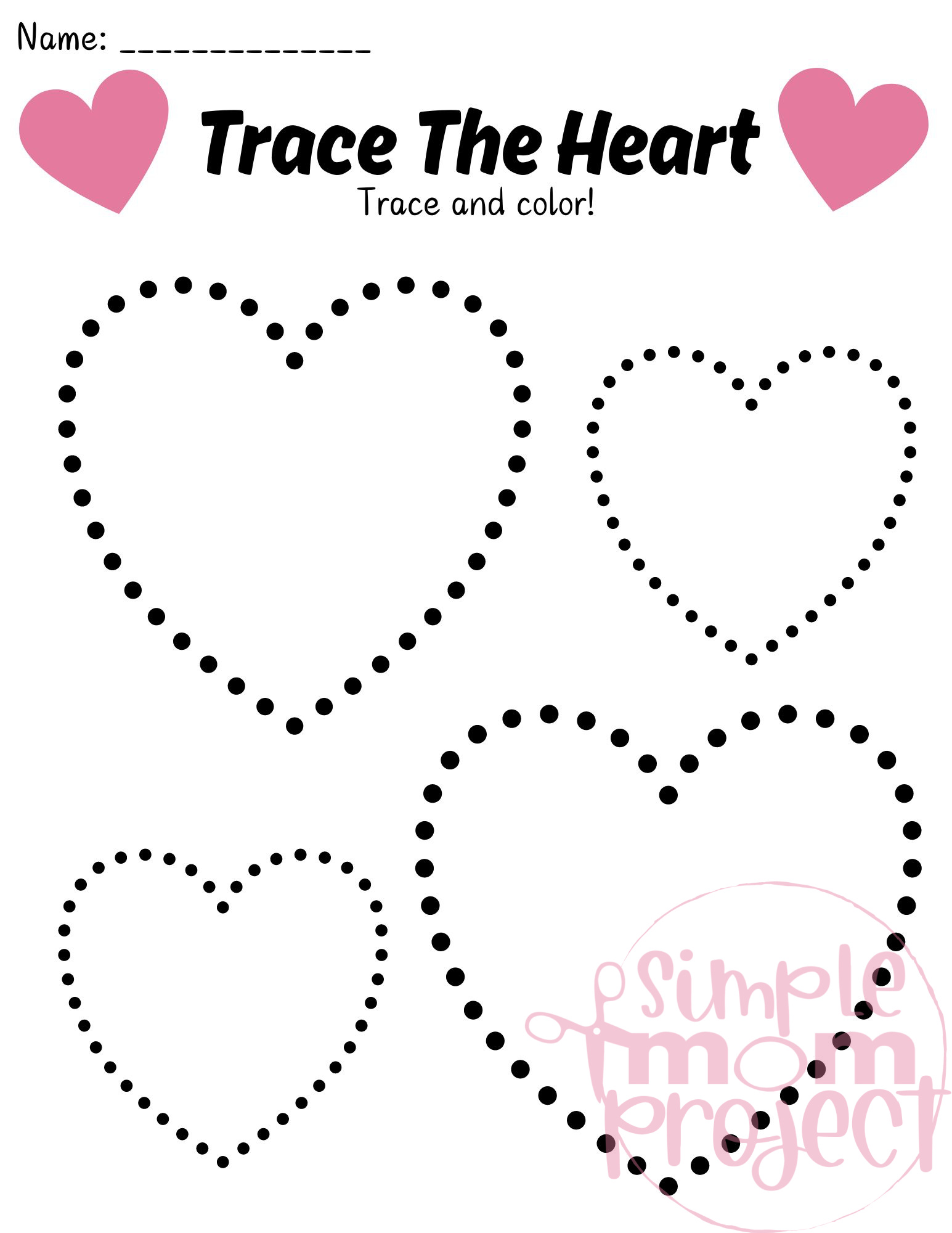 Free Printable Heart Tracing Worksheet for Kids – Simple Mom Project