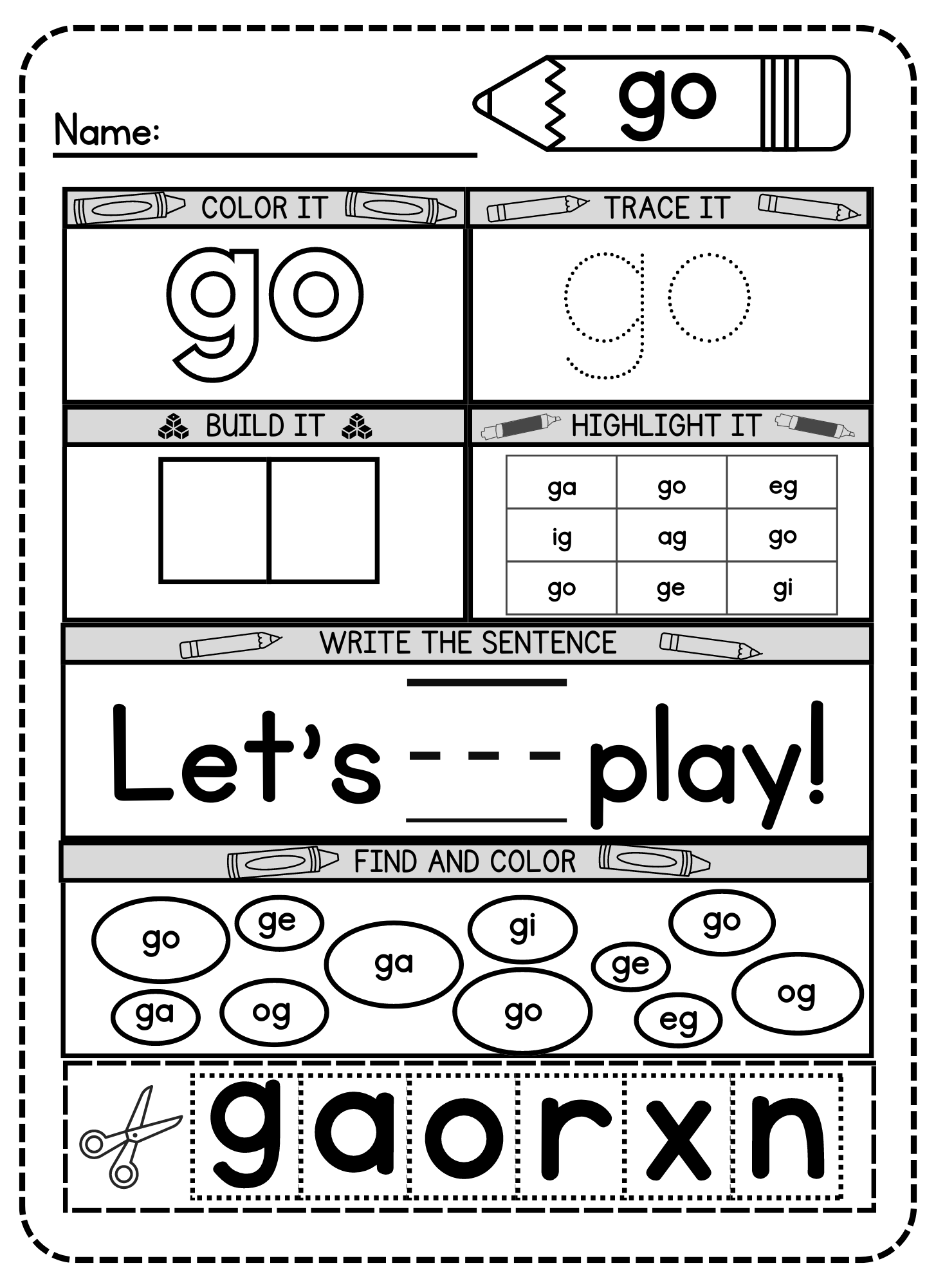 Free Printable Go Sight Word Worksheet for Kindergarten – Simple Mom ...