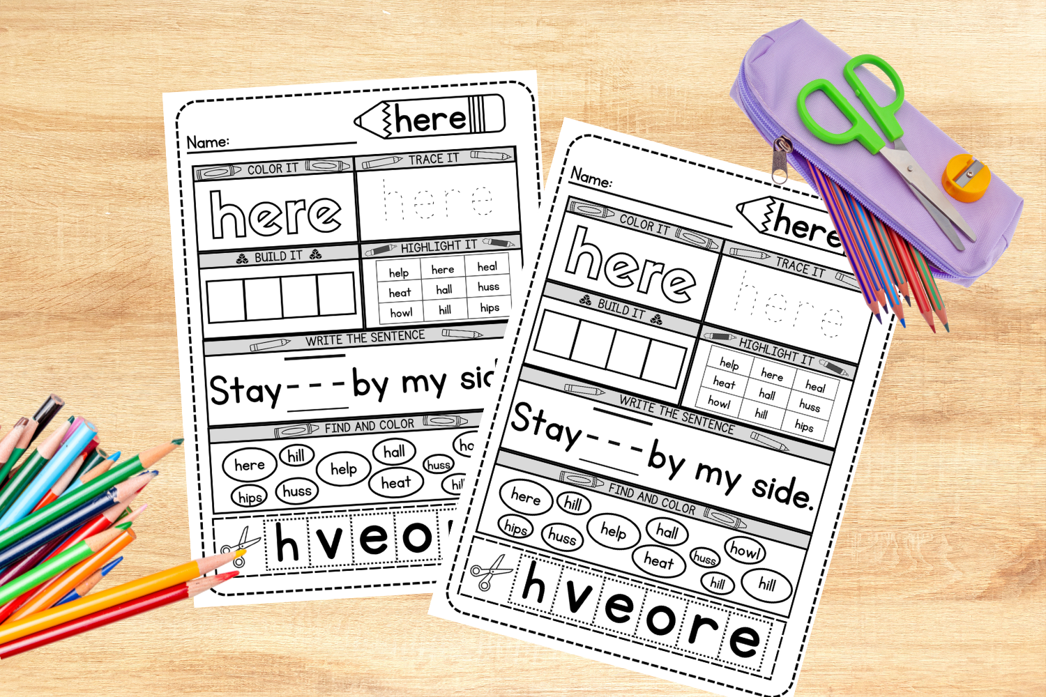 Here sight word for preschoolers, kindergarteners, toddlers and kids of all ages