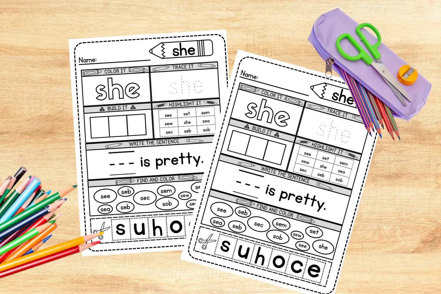 She sight word for preschoolers, kindergarteners, toddlers and kids of all ages