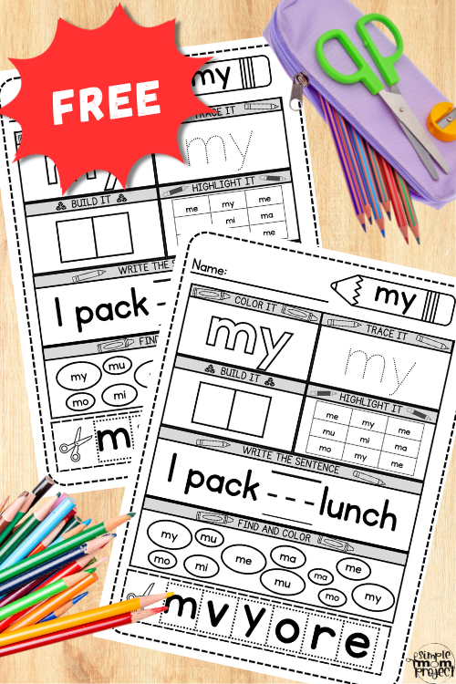 The free printable "My" sight word practice worksheet includes interesting and engaging activities to help you master the word "my". It's perfect for independent practice or morning work and an absolute must-have for developing early literacy skills. Get your copy right away to see how confident your child becomes with sight words!