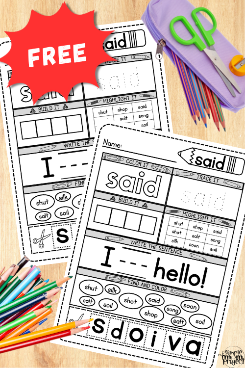 Do you want to add some fun and interest to practicing sight words? No need to look any further! The free printable 'Said' sight word practice worksheet is here to help you out. This worksheet makes writing and reading sight words fun for young learners by including engaging activities. Download it today and see your child learn the word "said" in no time!