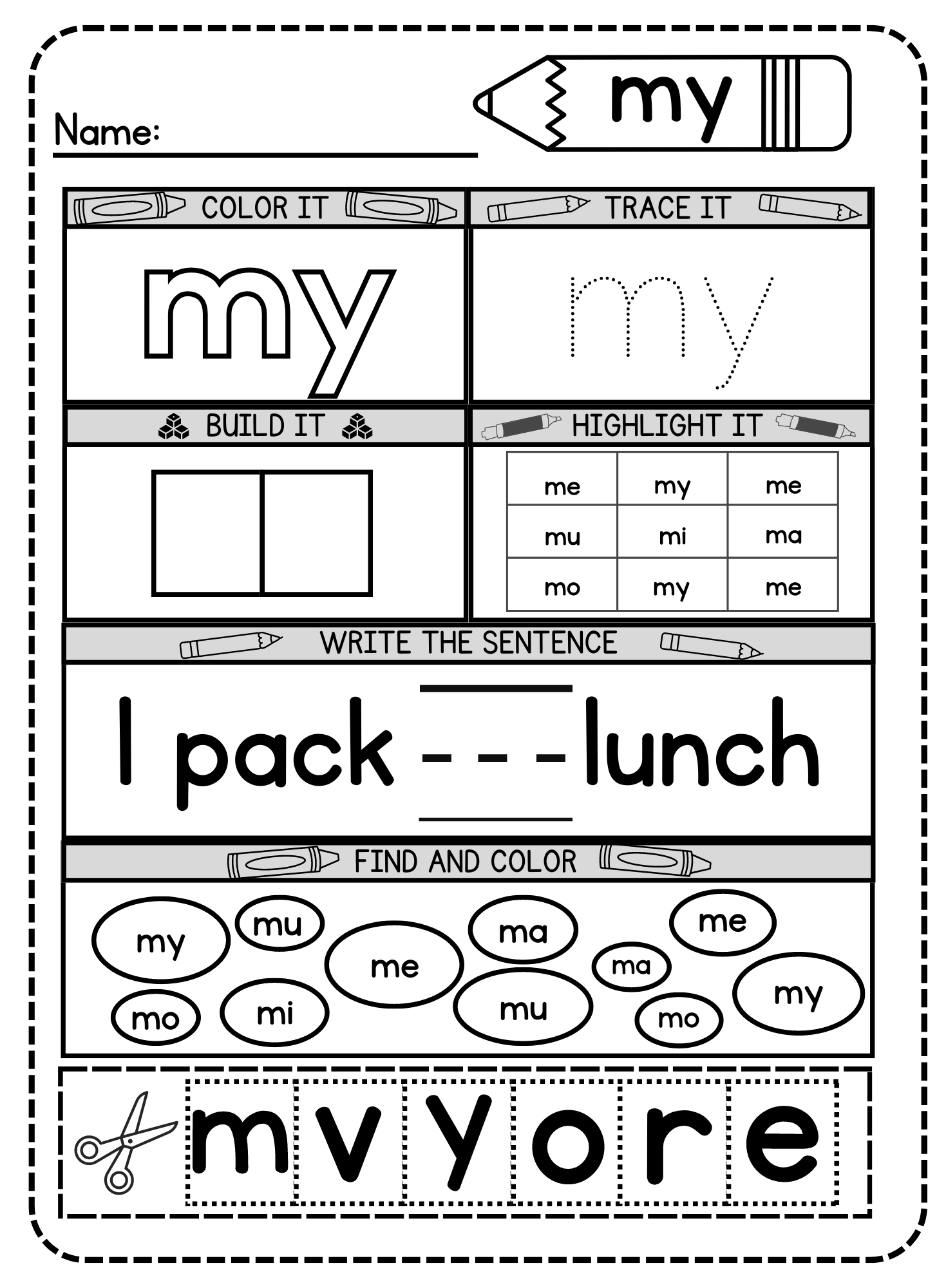 Free Printable My Sight Word Practice Worksheet – Simple Mom Project