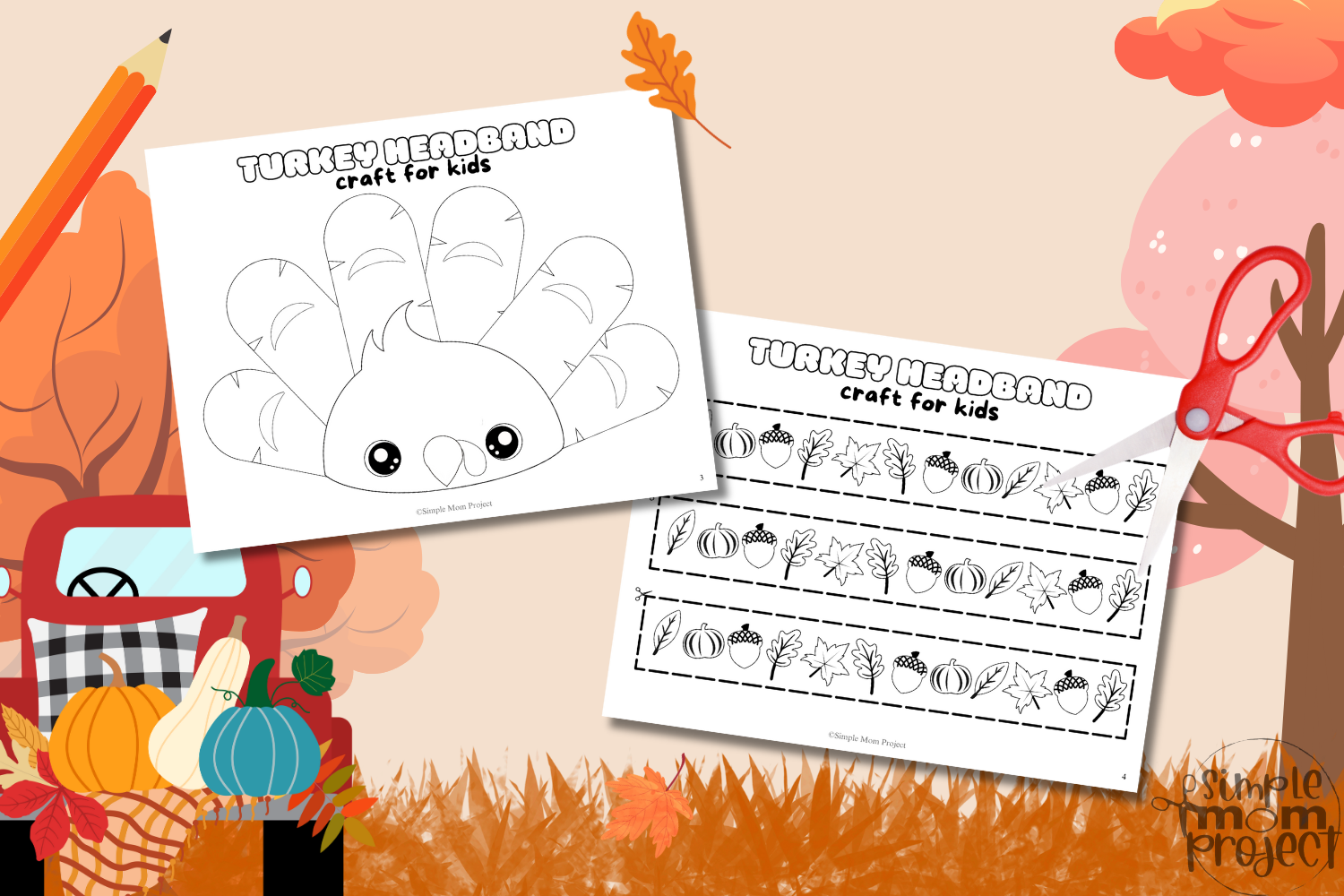 Turkey Headband Craft Template for kids of all ages, toddlers, preschoolers and kindergarteners