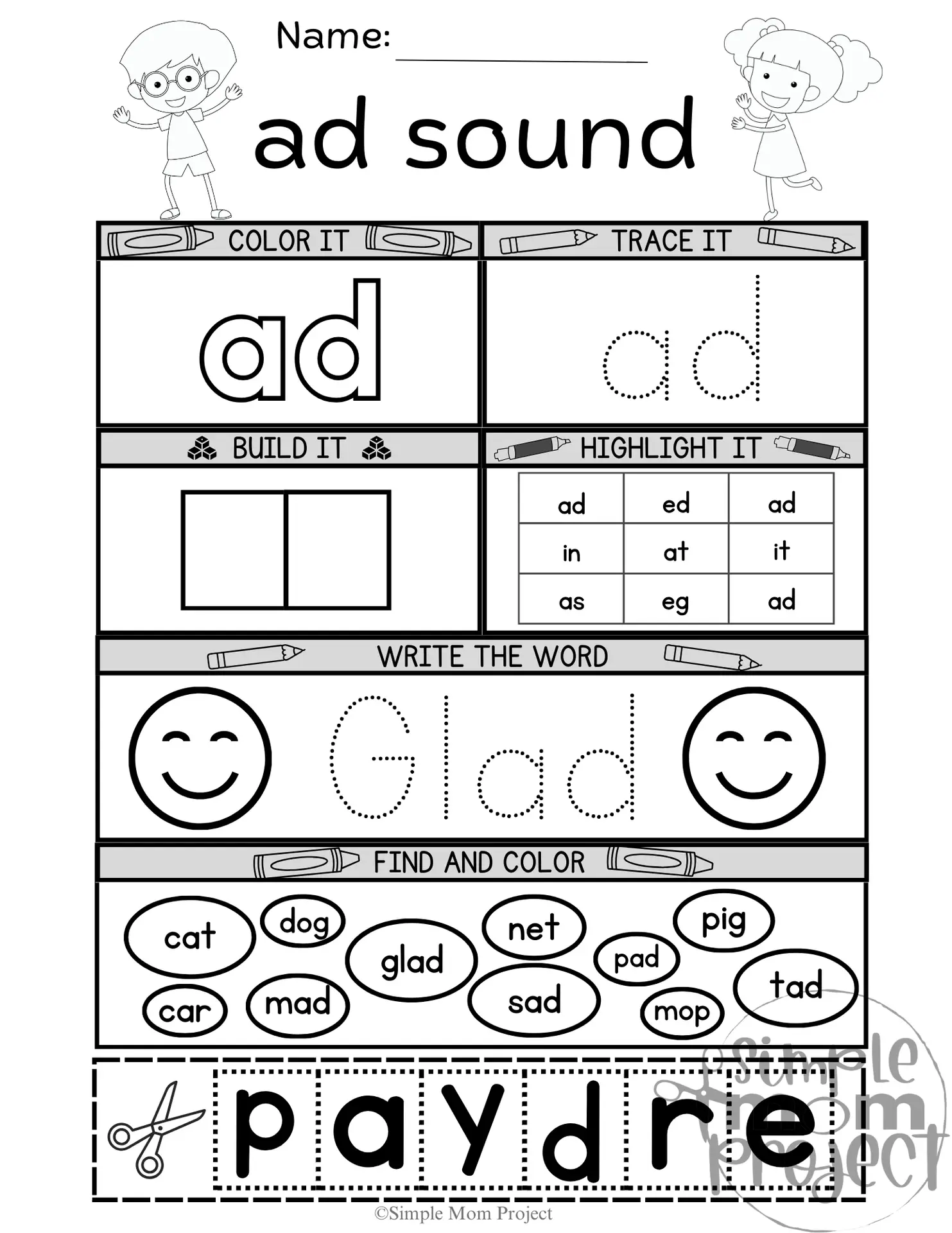 Ad Word Worksheet Template for kids of all ages