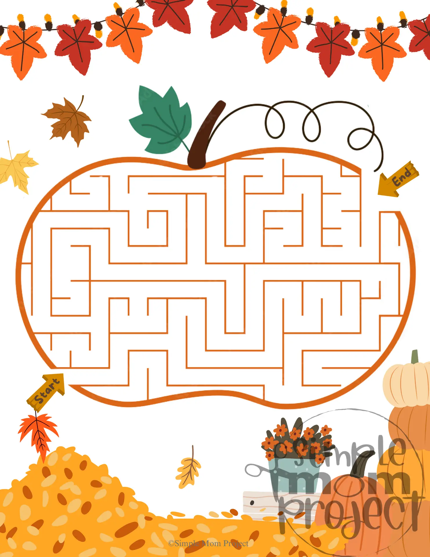 Free Printable Fall and Autumn Maze Worksheet for Kids – Simple Mom Project