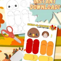 Build a Turkey Craft Printable Template for Kids (Coloring Activity)