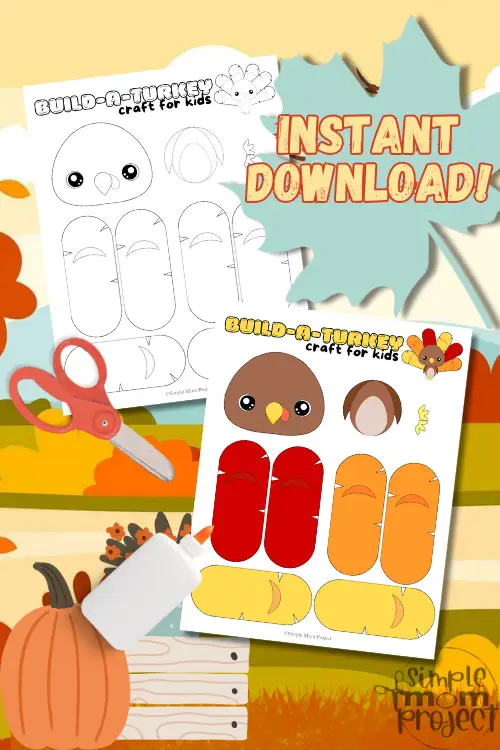 Who wouldn't want to create your own turkey, feather by feather, in any color they can imagine? With our Printable Build-A-Turkey Craft Template for Kids, you can do it! It's like giving our kids the ability to create the most amazing turkey ever. It's a fun, hands-on way for kids to get into the autumn season. Download the craft template, grab your crayons, and prepare to make the cutest turkey ever!