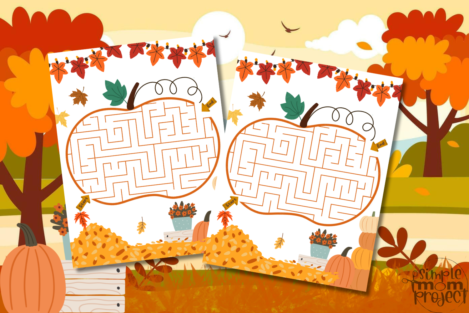 Free printable fall maze template for kids of all ages, toddlers, preschoolers and kindergarteners