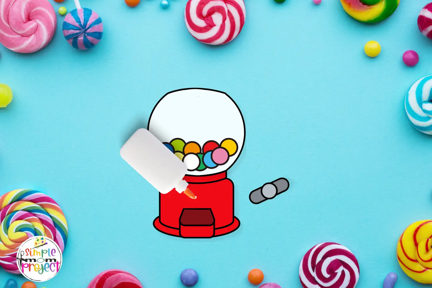 Gumball Machine Cut and Paste Craft for kids Build a Gumball machine