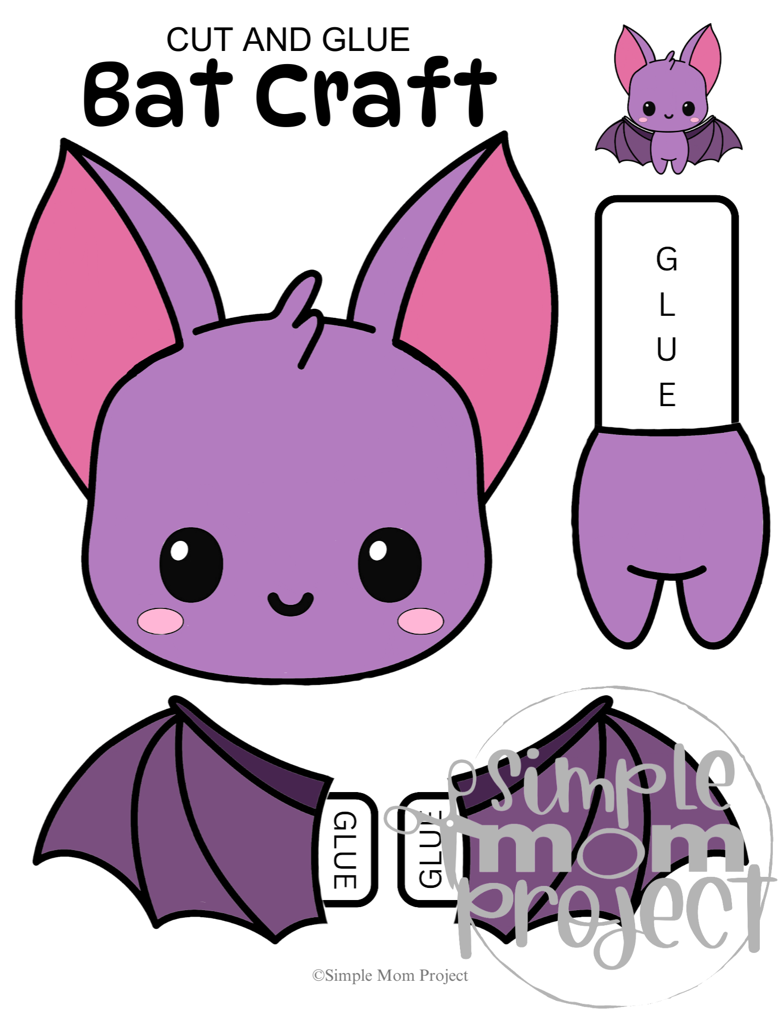 Easy-to-Build Printable Bat Paper Craft Template – Simple Mom Project