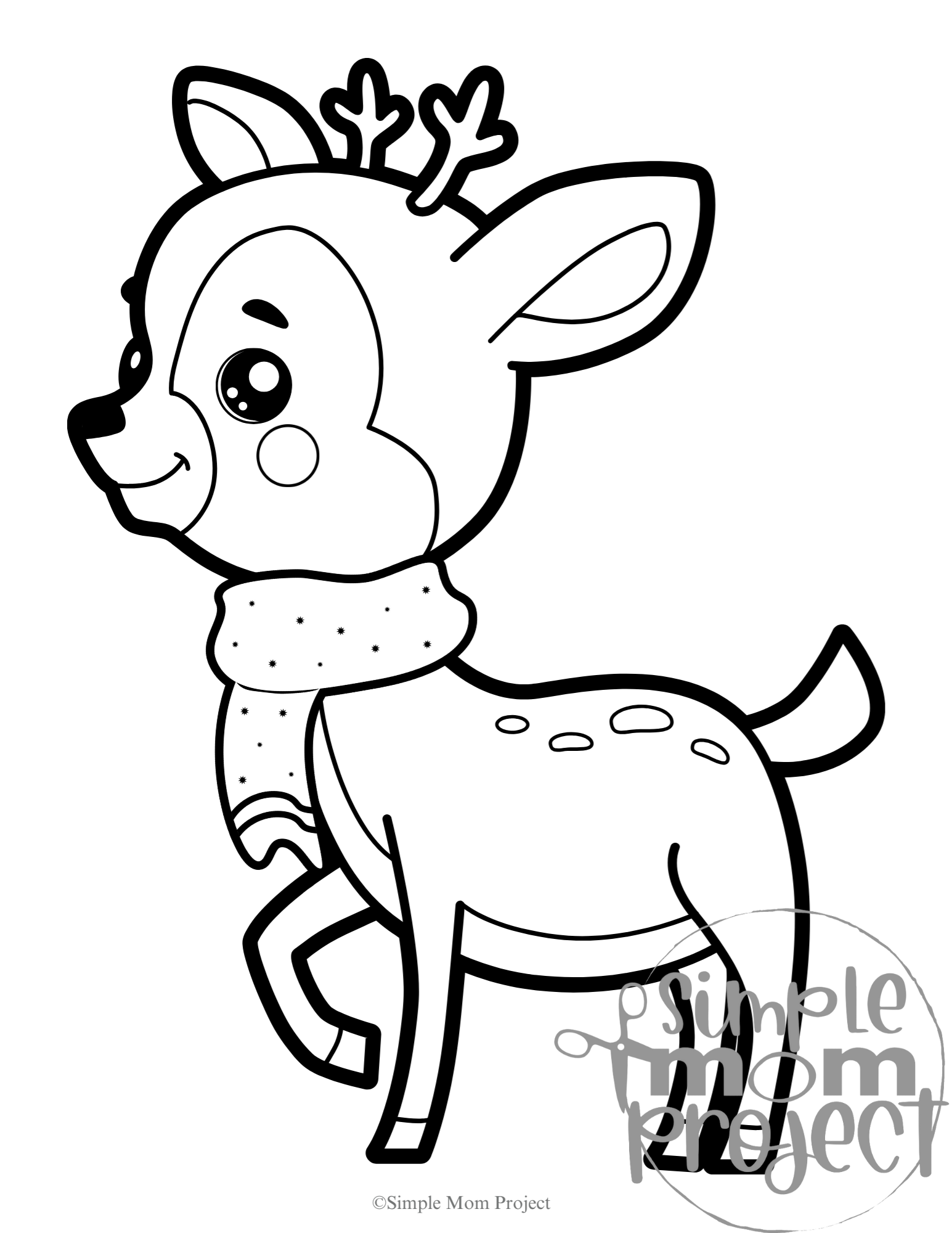 Winter Deer Coloring Activity craft for kids of all ages