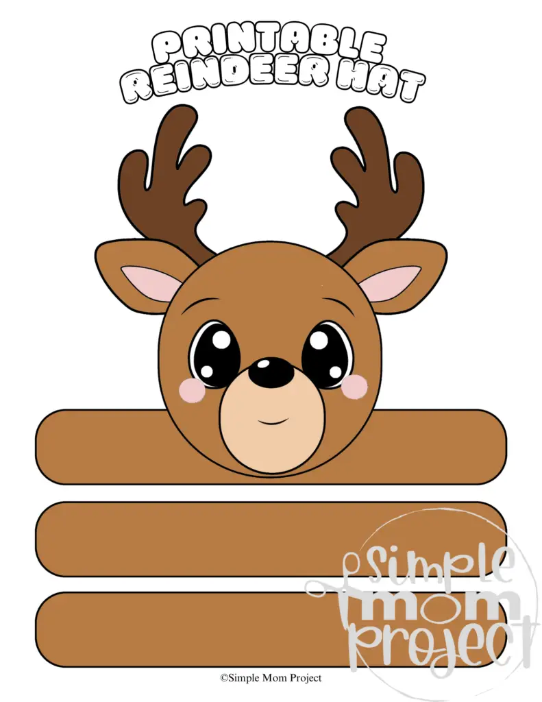 Colored Printable Reindeer Hat Craft Template for toddlers, preschoolers and kindergarten kids