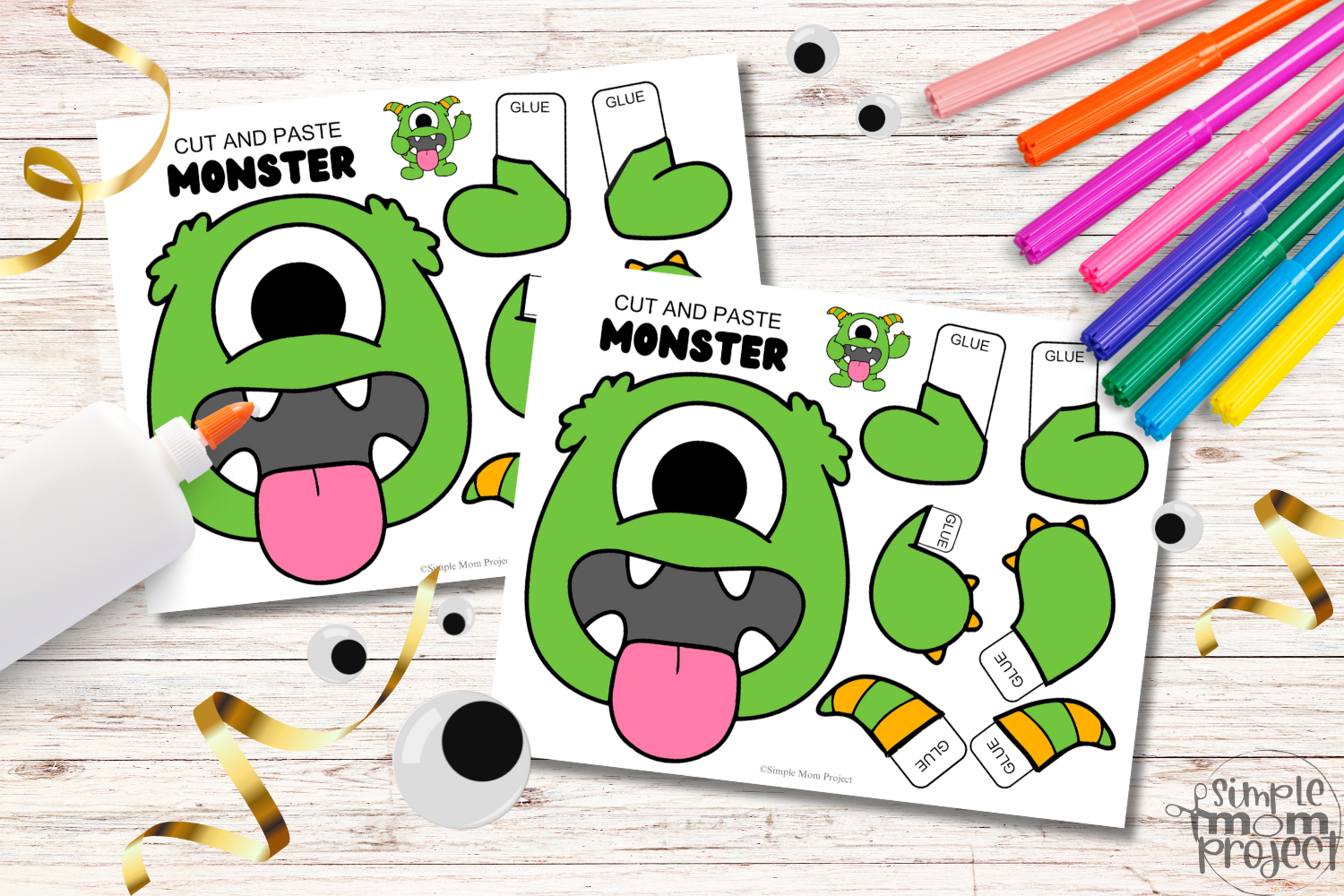 Free printable monster cut and paste craft for kids of all ages