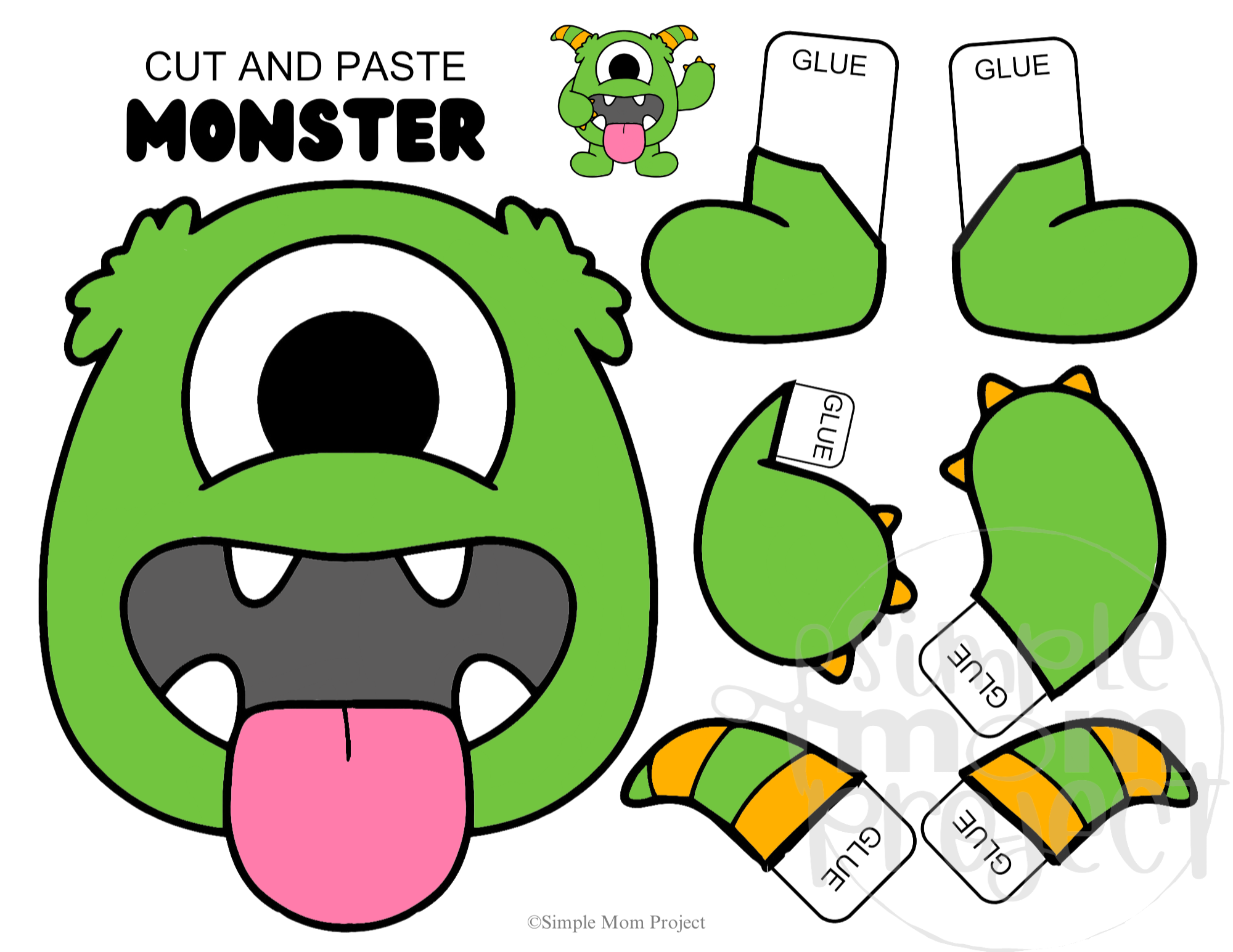 FREE Printable Monster Craft Template for kids of all ages