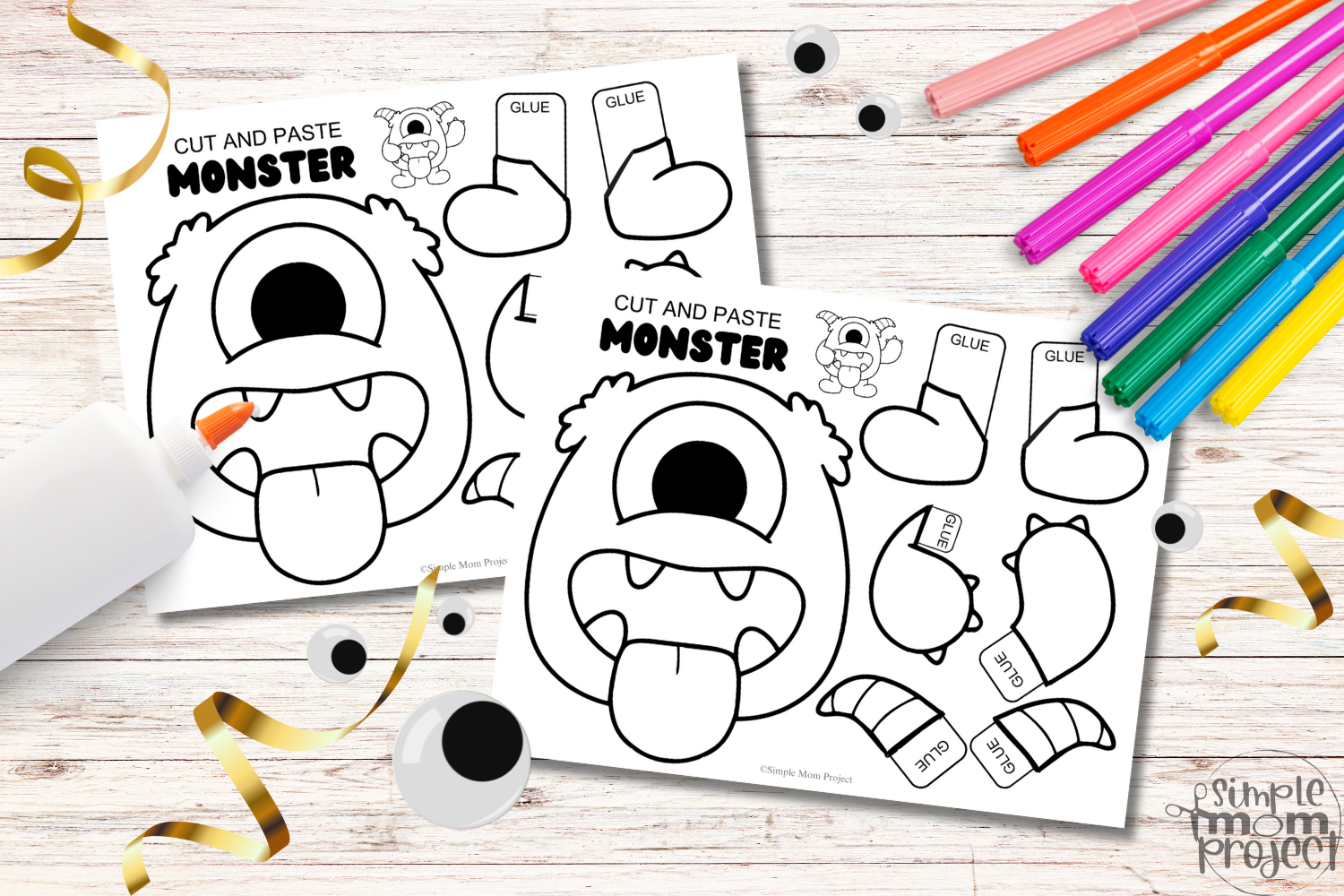 Free printable monster cut and paste craft template for kids of all ages