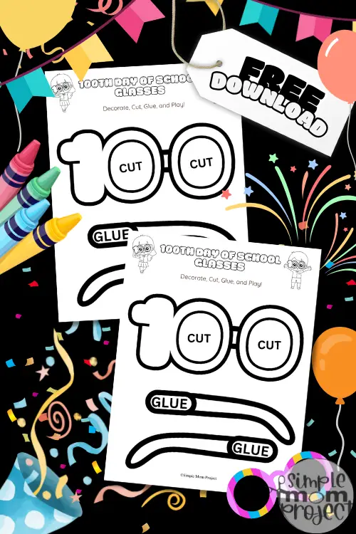 Are you looking for a fun and creative way to celebrate the 100th day of school? The free printable 100th day of school glasses template is perfect for bringing extra fun to the big celebration! Whether you make them for home or classroom use, these snazzy glasses are cool wearables that kids of all ages will enjoy wearing. Grab your free printable 100th day of school glasses right now to make the most of your 100th day!