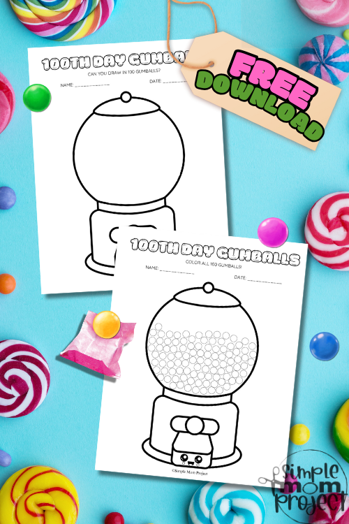 Are you ready to celebrate the 100th day of school with some fun? Grab this Free Printable 100th Day Gumball Machine Template and have your children fill it with 100 colorful gumballs! Whether they're coloring, stamping, or gluing, it's a fun and creative way to mark the occasion. This is the perfect way to commemorate 100 days of learning, whether in the classroom or at home!