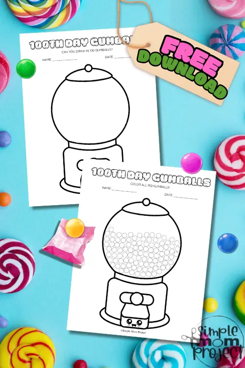 Are you ready to celebrate the 100th day of school with some fun? Grab this Free Printable 100th Day Gumball Machine Template and have your children fill it with 100 colorful gumballs! Whether they're coloring, stamping, or gluing, it's a fun and creative way to mark the occasion. This is the perfect way to commemorate 100 days of learning, whether in the classroom or at home!