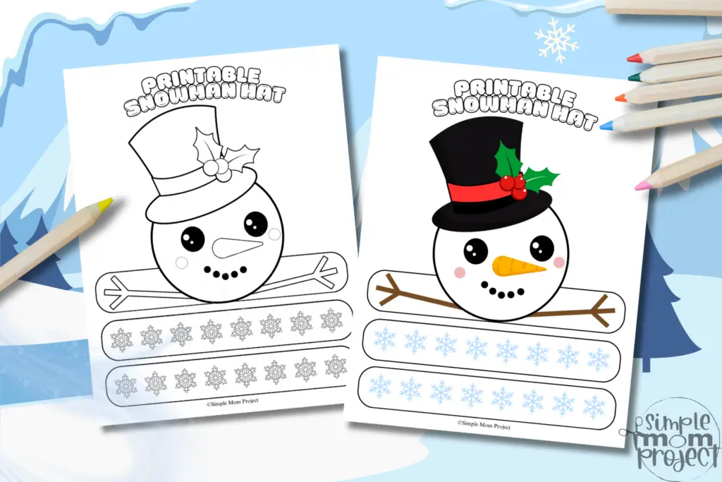 FLATLAY Snowman Hat Printable Template for kids of all ages