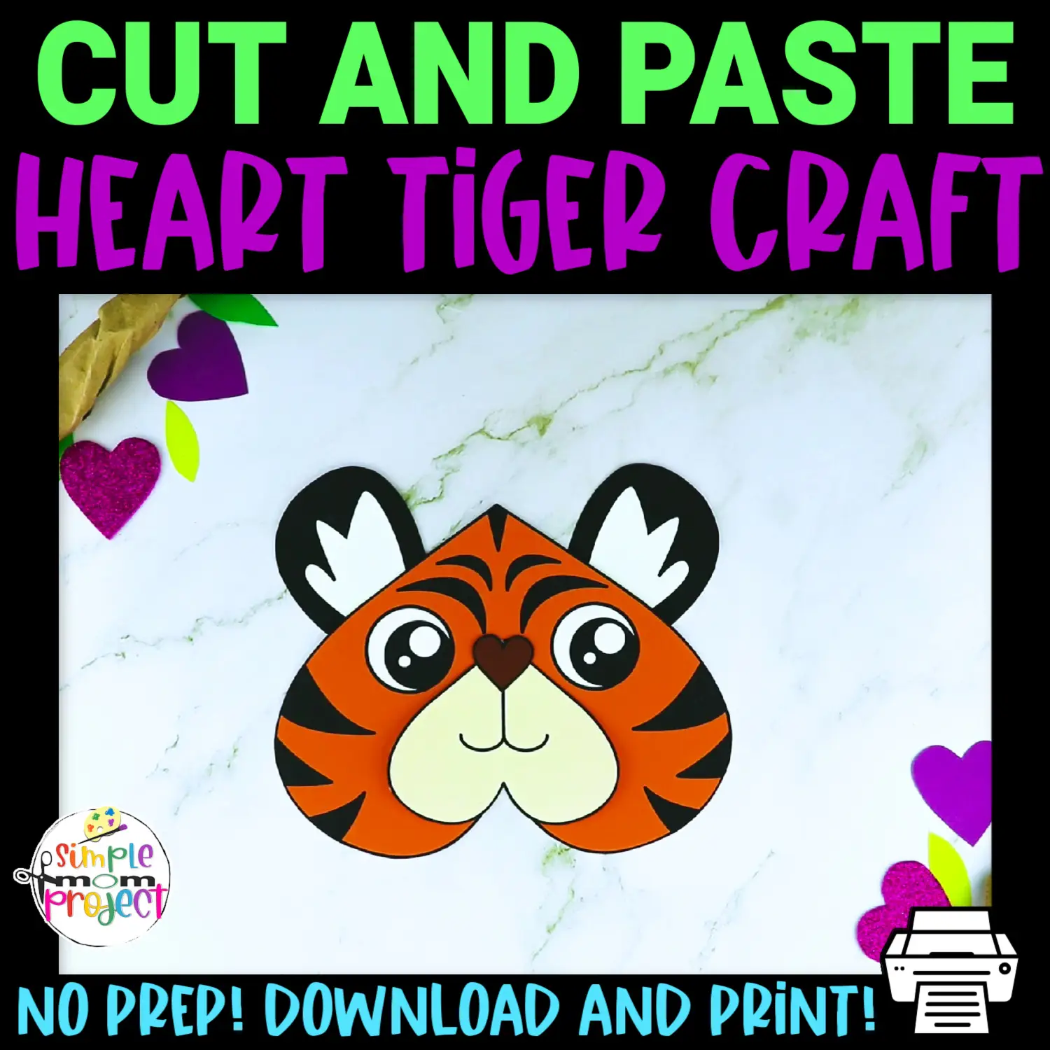 Heart Tiger Cut and Paste Craft - Simple Mom Project Store