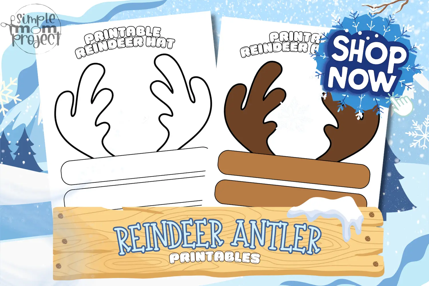 Cute Printable Reindeer Antlers Craft Template