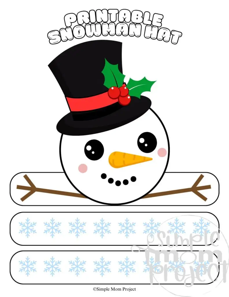 Printable Snowman Hat Craft Template for toddlers, preschoolers and kindergarten kids