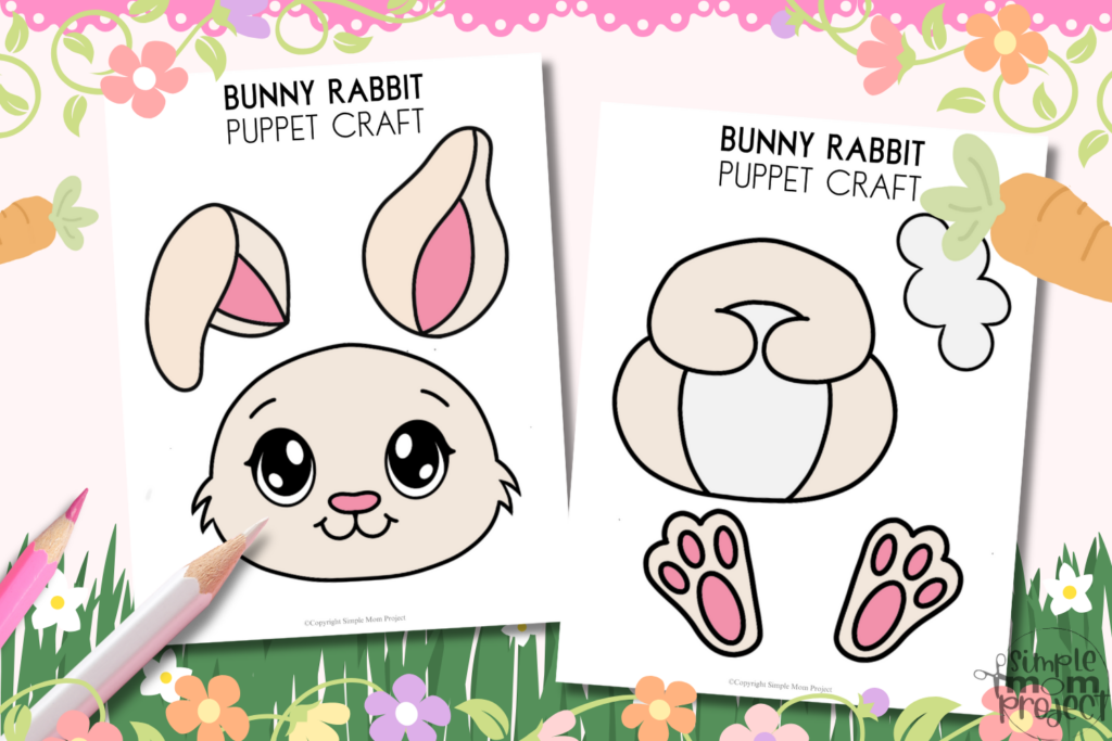 Printable Paper Bag Bunny Rabbit Puppet Craft 1