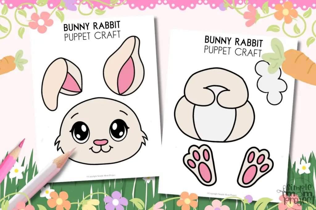 Printable Paper Bag Bunny Rabbit Puppet Craft 1