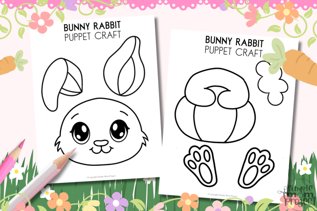 Printable Paper Bag Bunny Rabbit Puppet Craft 2