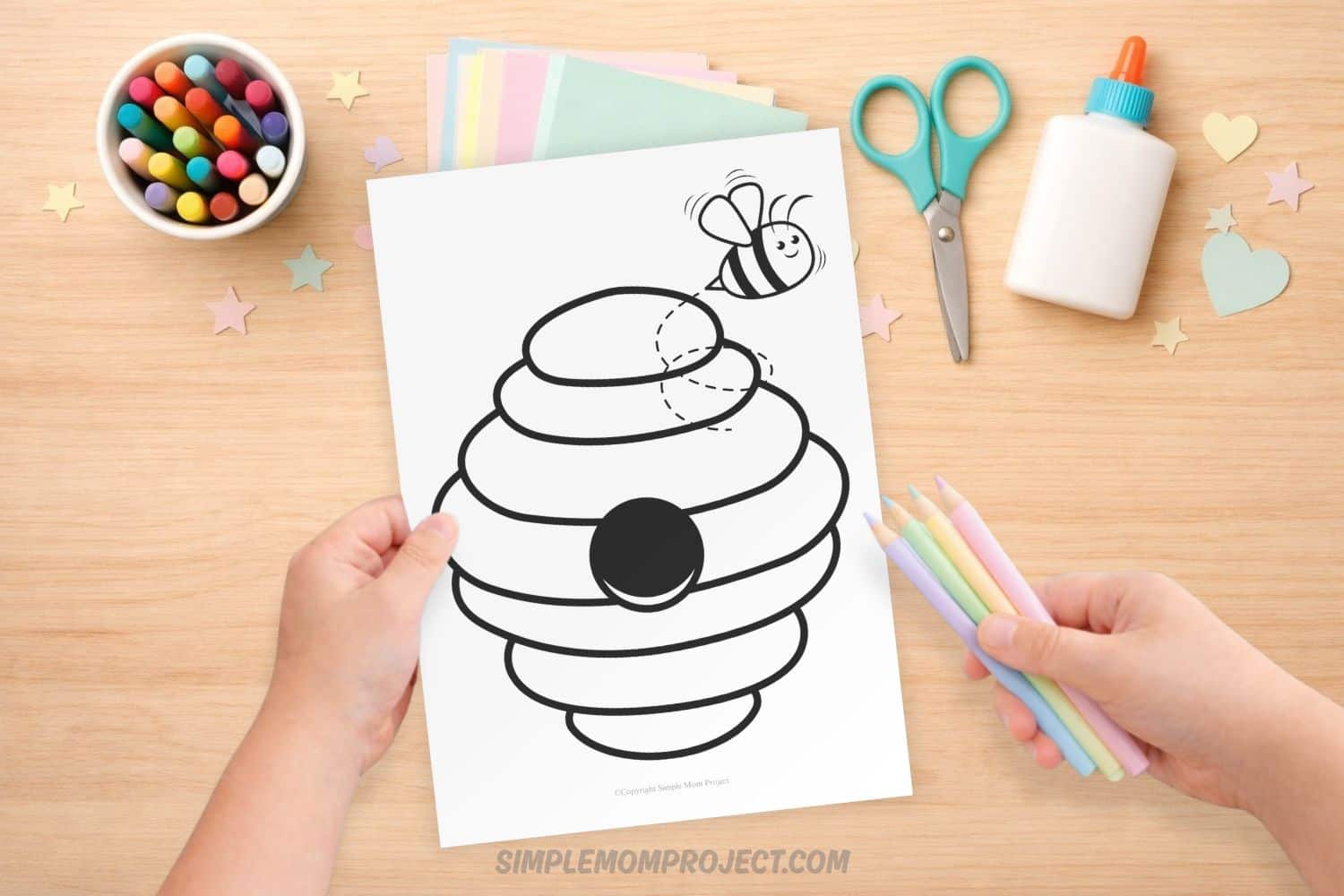 free printable beehive template for kids easy insect activity preschool