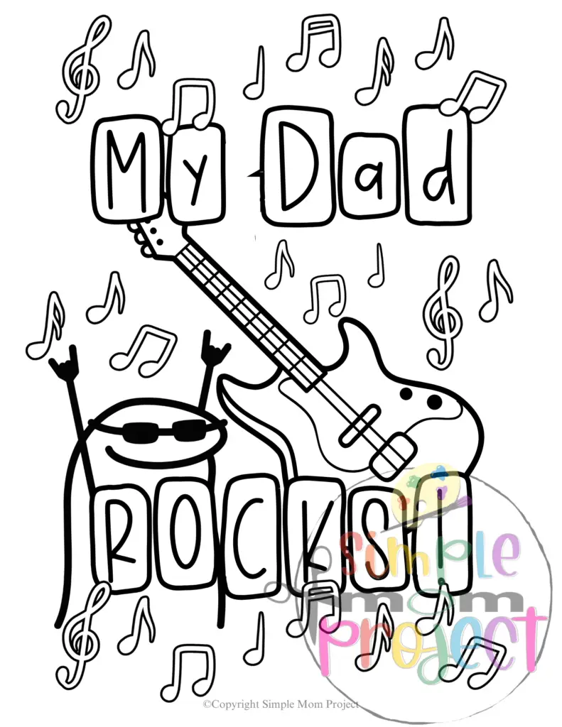 WM My Dad Rocks Free Printable Template for kids of all ages