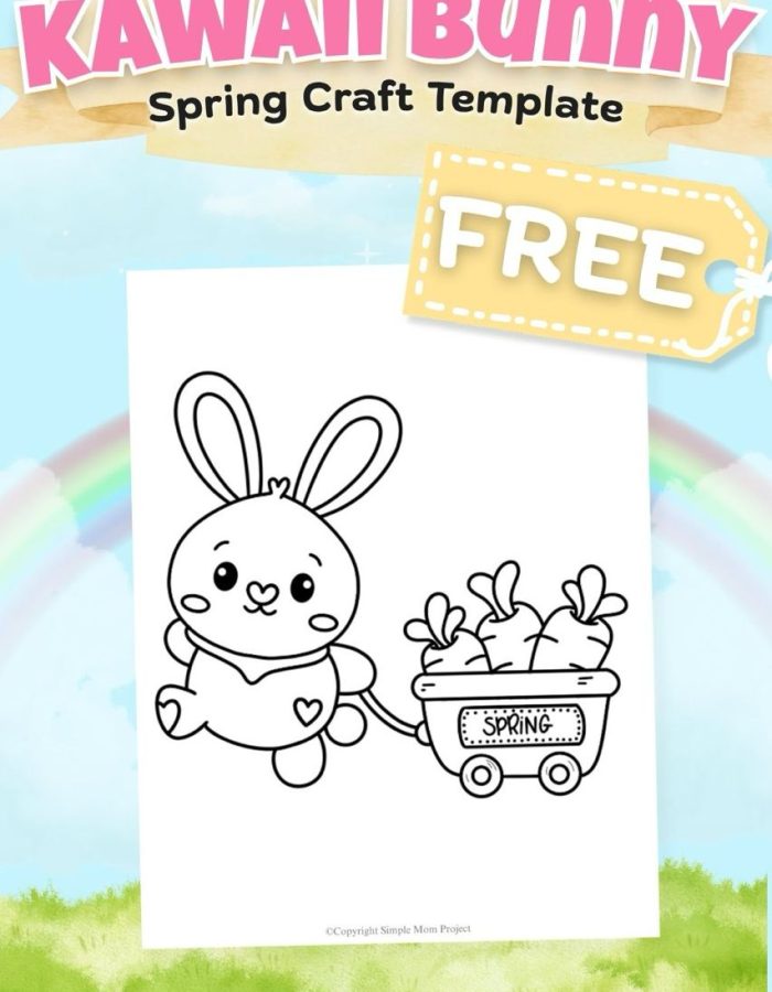 Free Printable Kawaii Bunny Template for Preschool, Kindergarten and Kids of all Ages