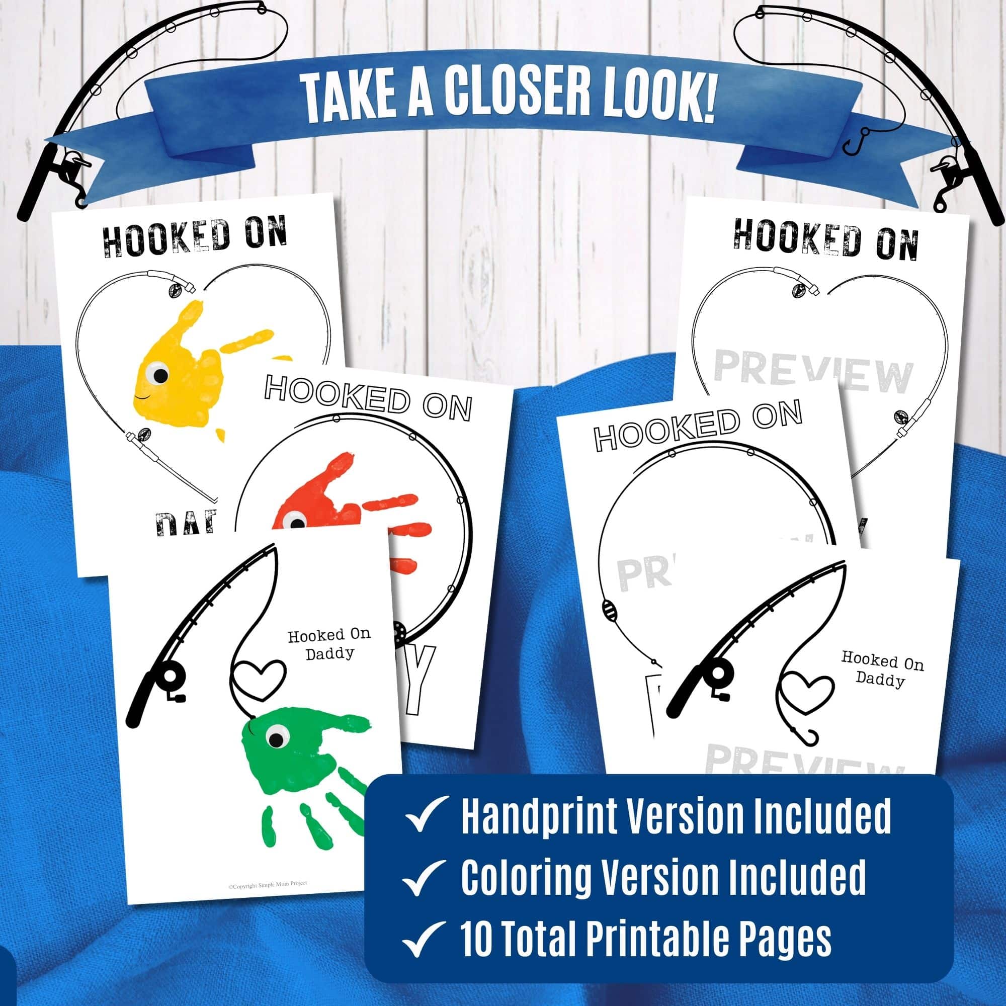 printable hooked on daddy craft template for kids of all ages