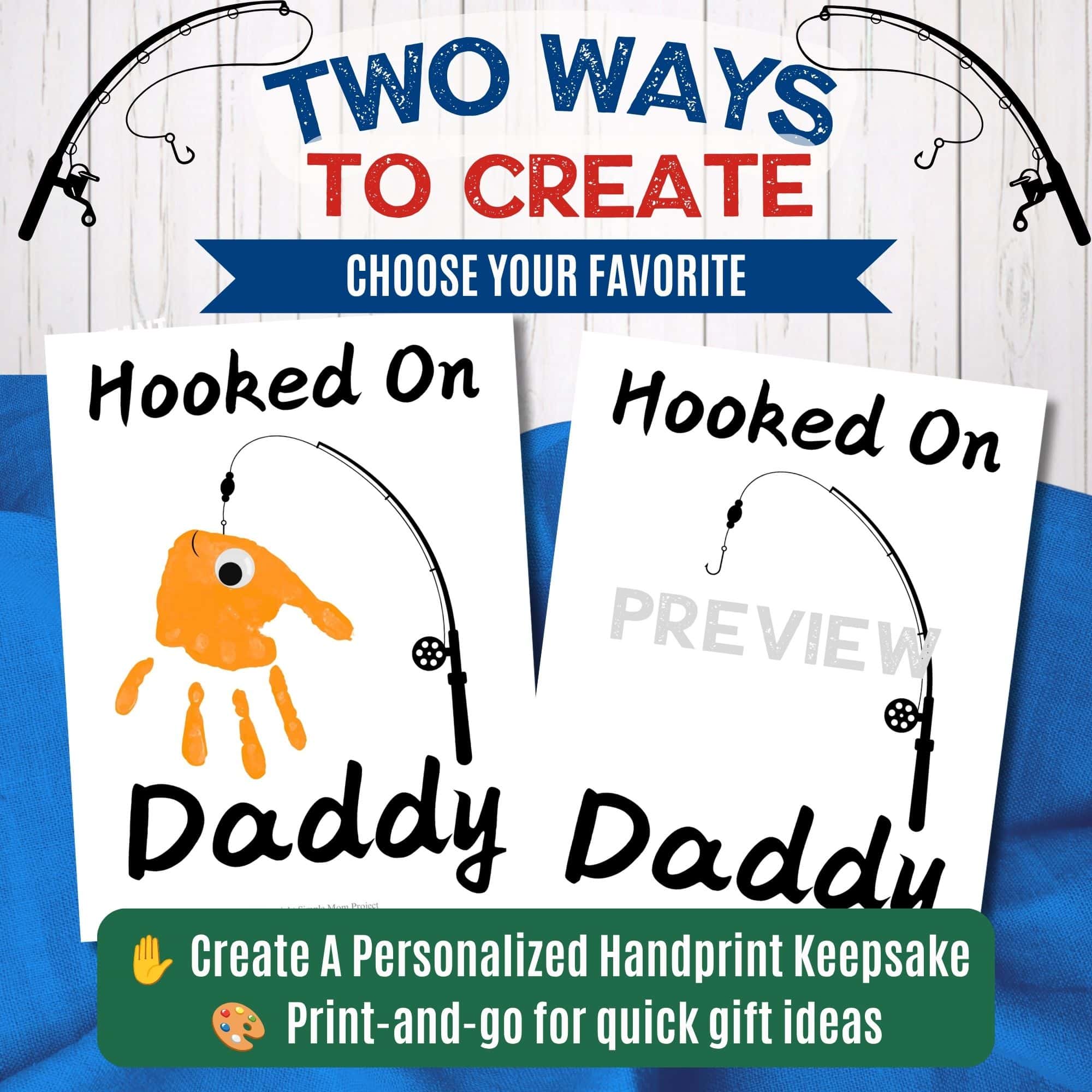 Printable Hooked on Daddy Craft Template for Kids, Preschoolers and Kindergarten