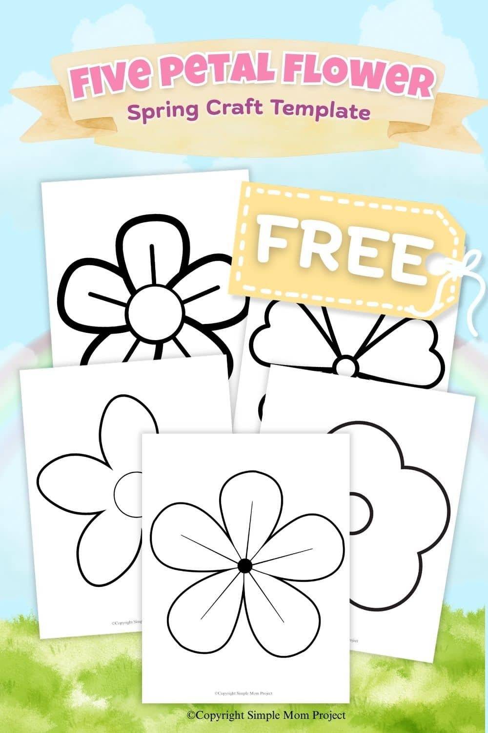 five petal flower template printable for kids spring activity