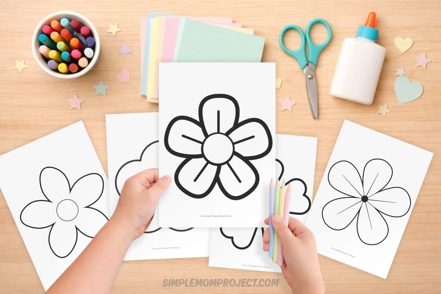 five petal flower template printable for kids spring activity