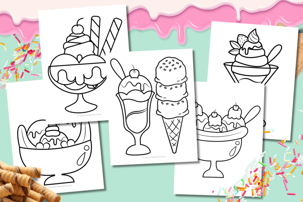FLATLAY Ice Cream Sundae Coloring Pages FREE Printable Template