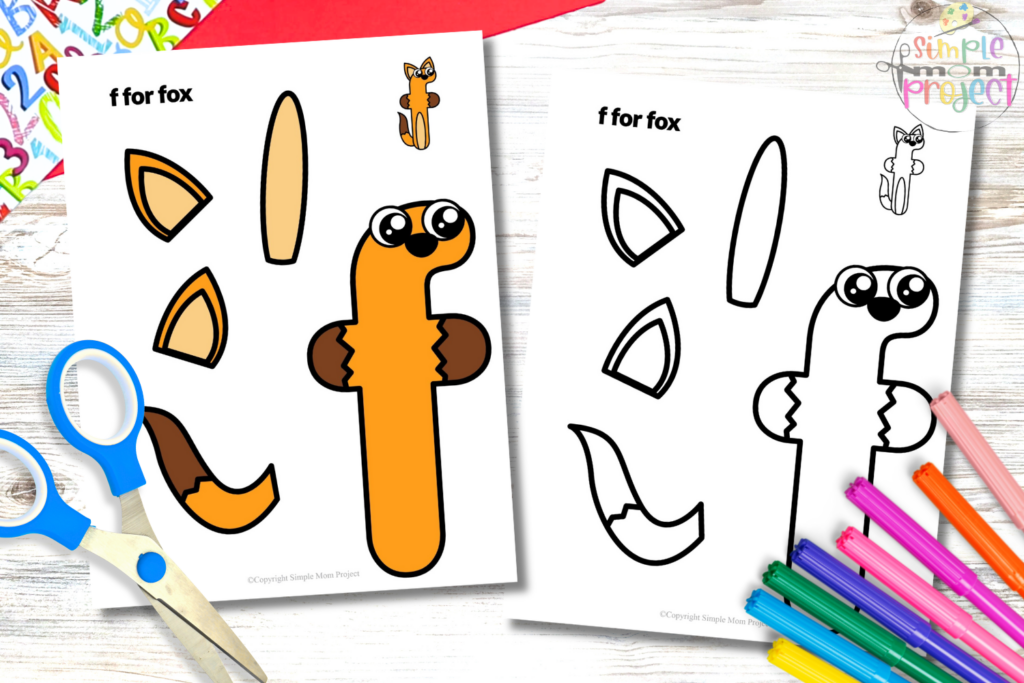 FLATLAY FREE Lowercase Alphabet F for Fox Craft Template
